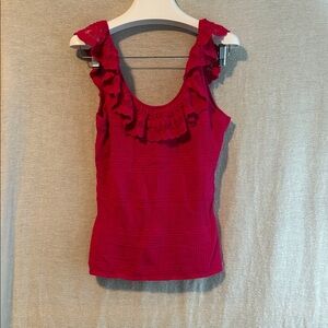 Sezane Lina Ruffled Scoop Neck Sleeveless Top